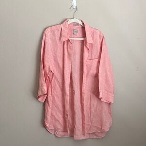 Chico's Coral Button-Up Linen Blouse womens size 3